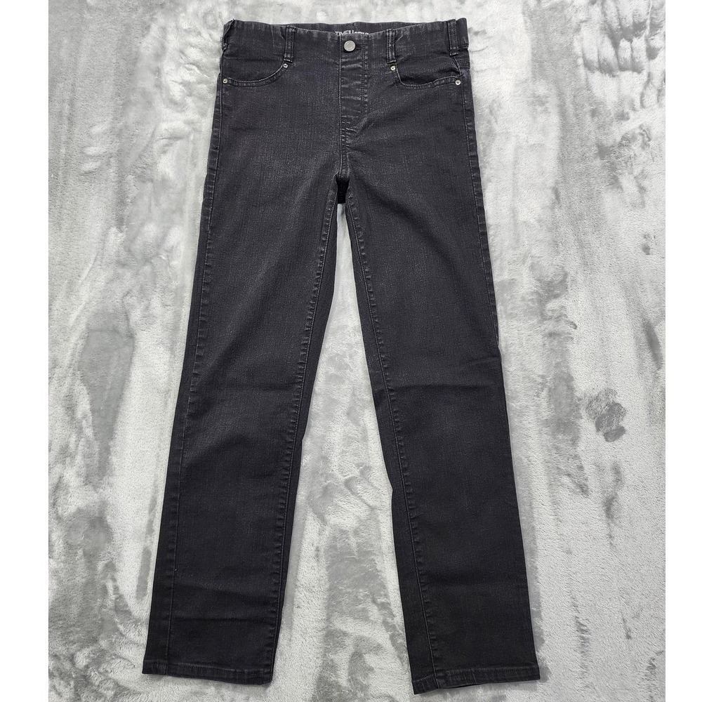 Time And Tru Jeans Womens S Black Mid Rise Straight Jegging Stretch Casual